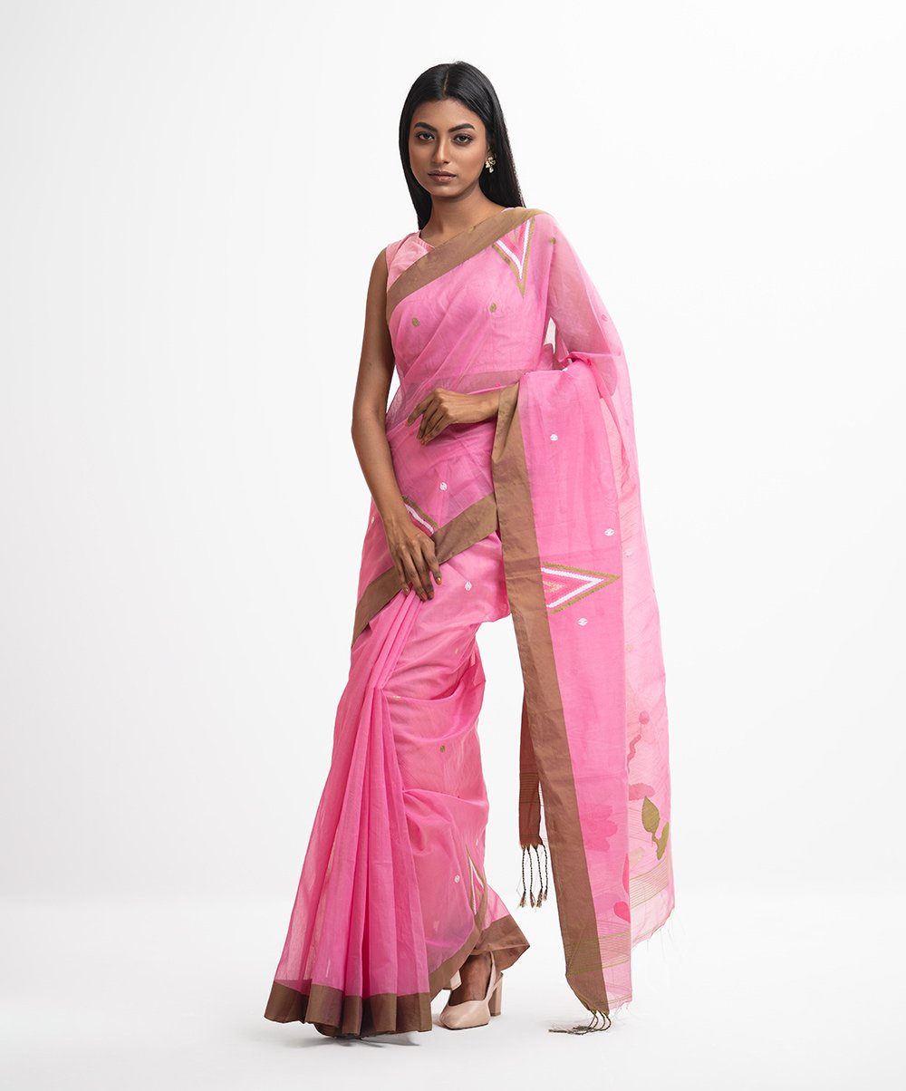 Pink Half-silk Saree